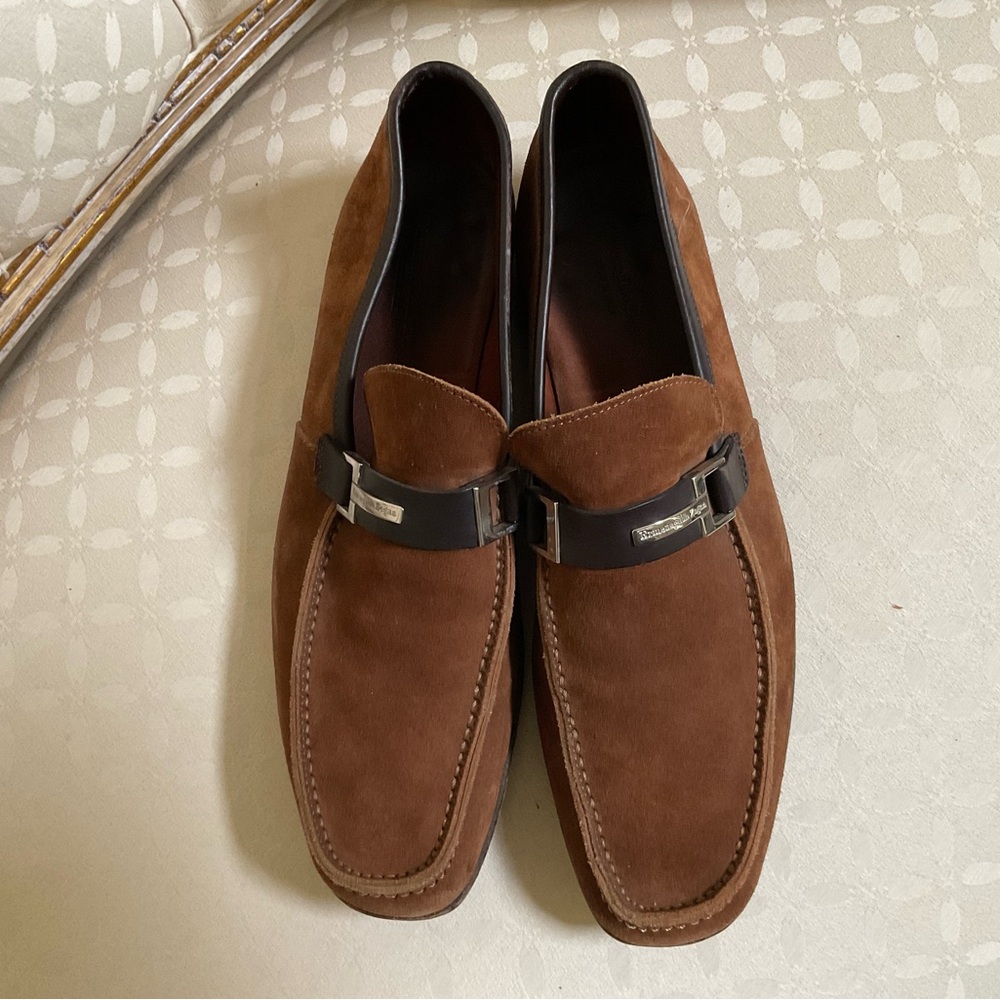 Zegna Men's Brown Suede Loafers size 10